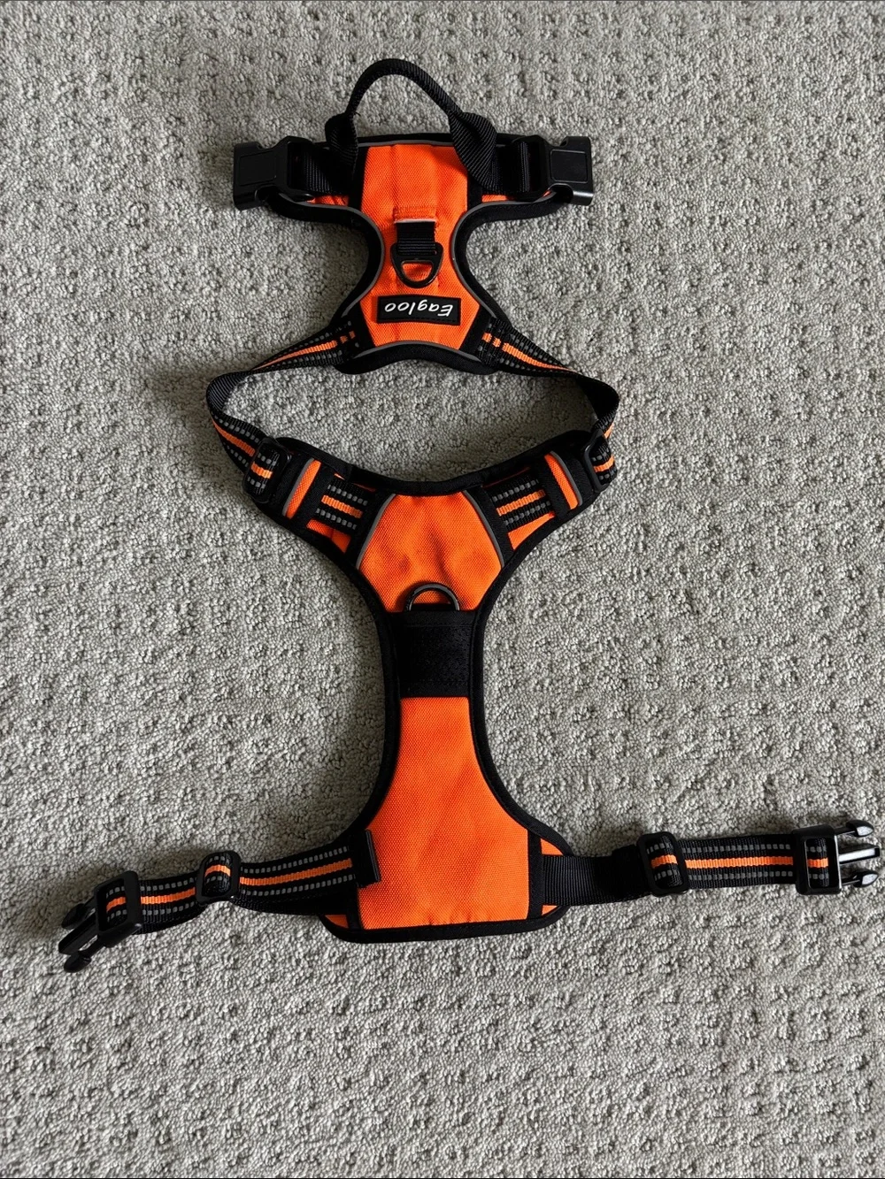 Eagloo Orange & Black Reflective Dog Harness Size Medium